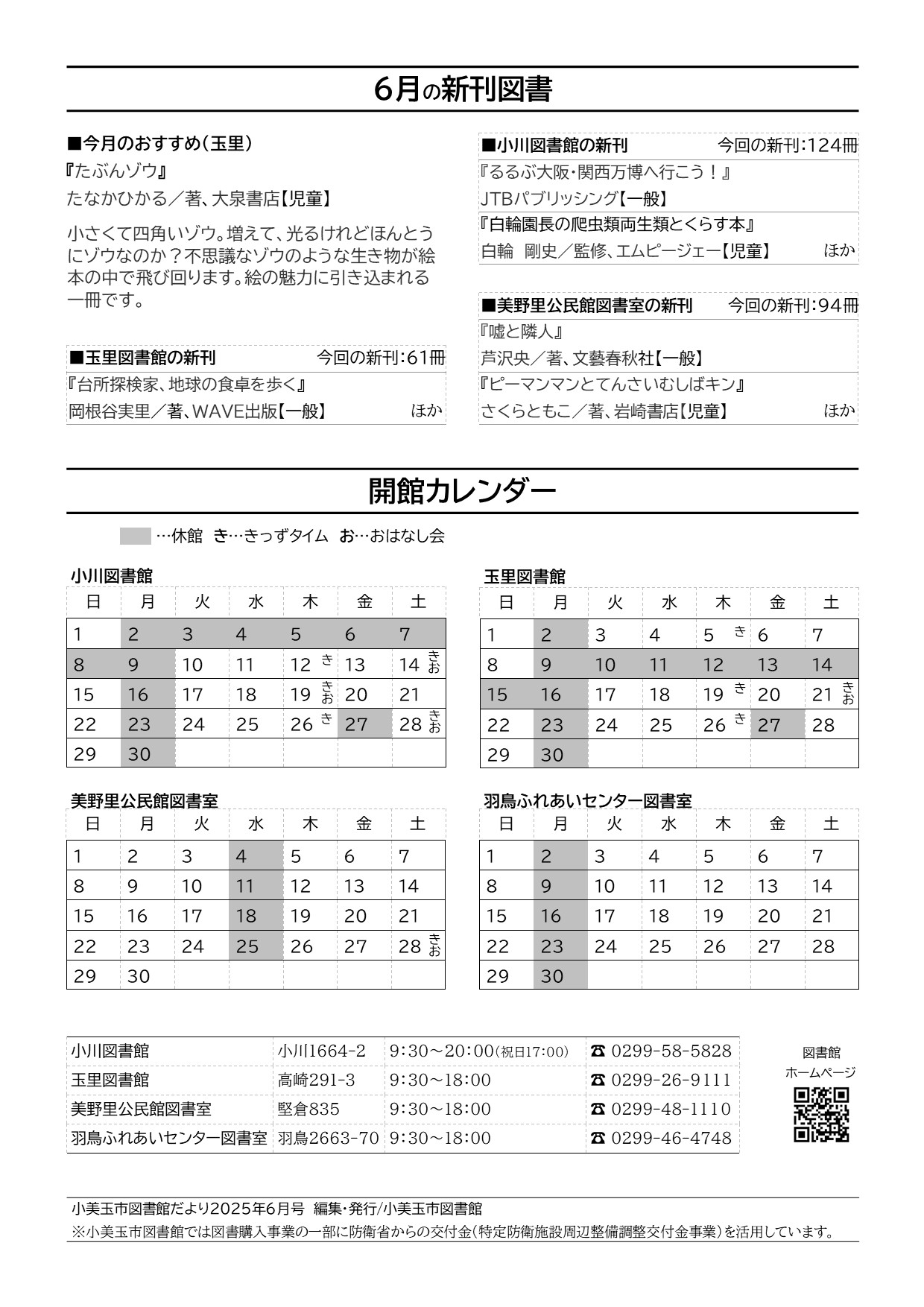 としょかんだより5月号裏