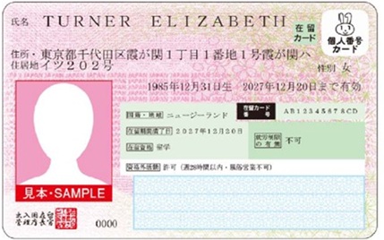 特定在留カード表面